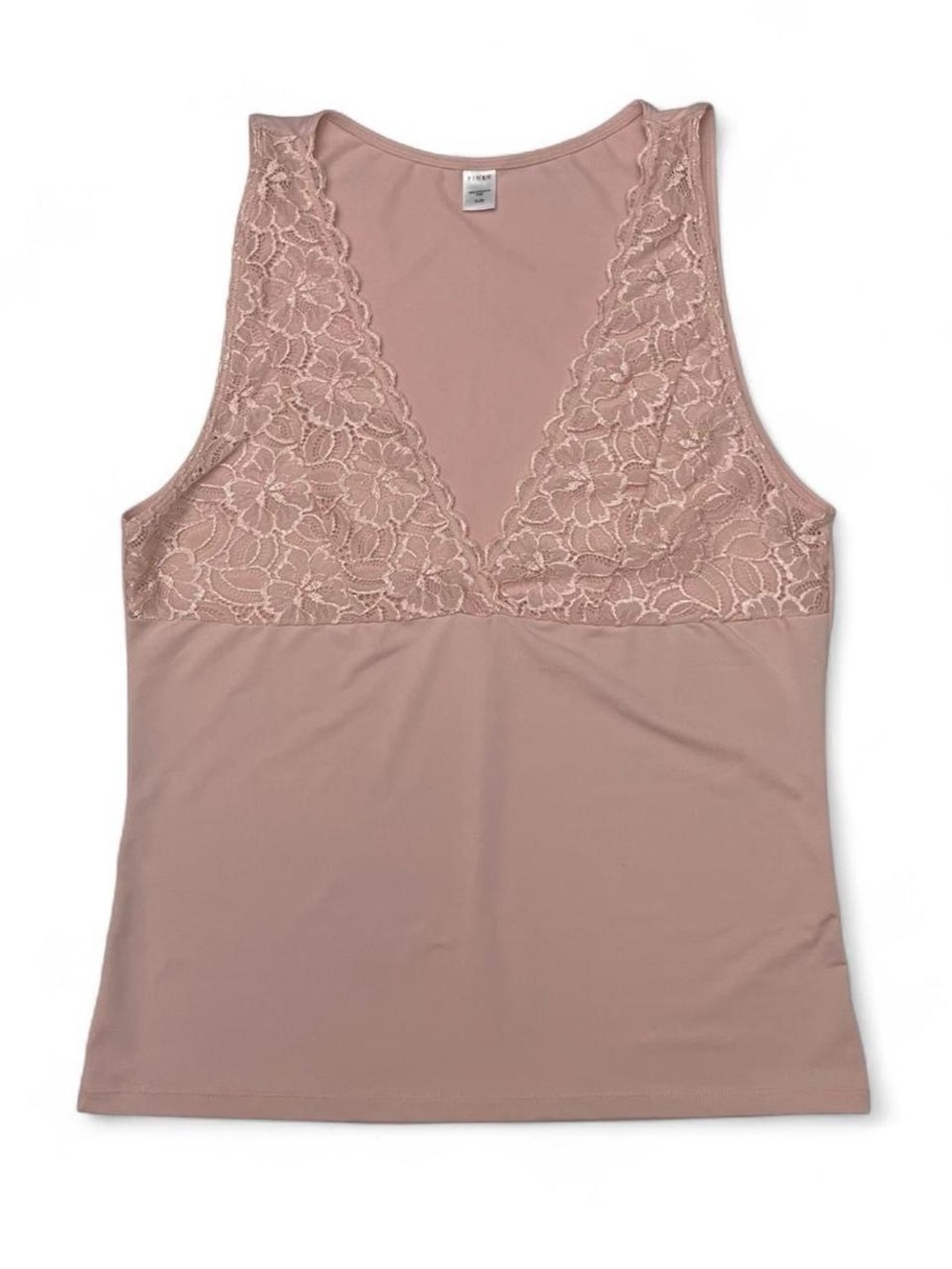 Y2K Victoria's Secret PINK Blush Pink Lace Fitted Babydoll Tank Top | XL | Fairy